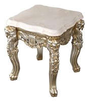 Platina Lion End Table with Marble Top