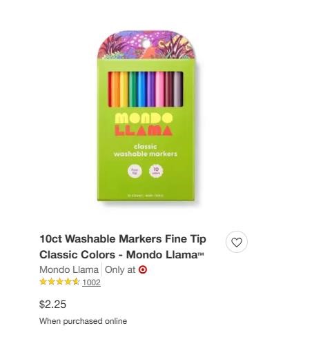 new 10ct Washable Markers Fine Tip Classic Colors