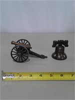 Cast/Brass Cannon & Liberty Bell