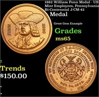 1882 William Penn Medal - US Mint Employees, Penns