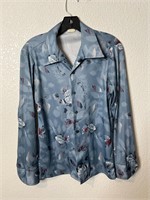 Vintage Polyester Button Up Shirt Disco 70s