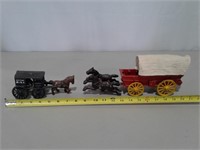 Cast Iron Covered Wagon & Milk Car