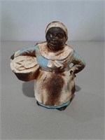 Vtg. Cast Iron Washer Woman Coin Bank