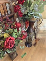 Pair Of Large Vases With Artificial Flowers