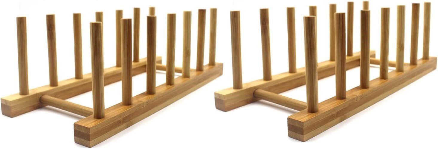 Bamboo Plate Racks  Kitchen Storage -2 Pack