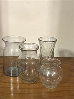 Glassware. 4 Glass Vases