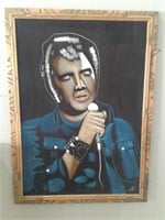 Vtg. Elvis on Velvet Signed Painting