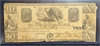 ANTIQUE 1856 MECHANICS $10 PAPER CURRENCY GEORGIA