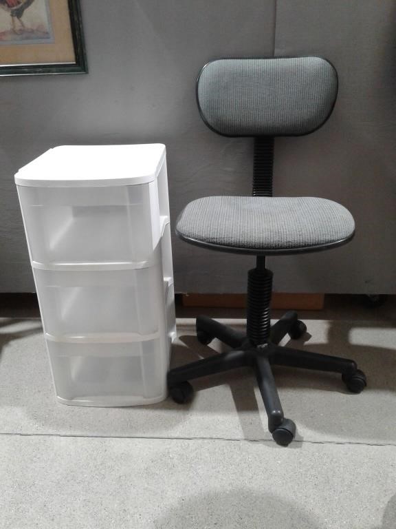 Swivel Desk Chair & Sterilite Drawers