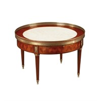 Louis XVI Parquetry Round Coffee Table Cream Marbl