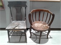 (2) Ant. Wood Chairs