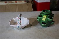 Nichols pottery basket, flower pot