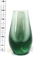 Vintage 5in green smoke glass Murano vase