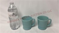 Fire King Blue Delphite D Handle Coffee Mugs - 2