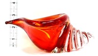 Vintage red/clear Murano glass conch shell