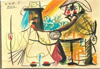 Pablo Picasso Mixed Media on Vintage Paper