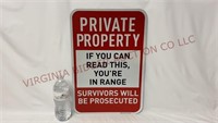 Private Property In Range Aluminum 12"x18" Sign
