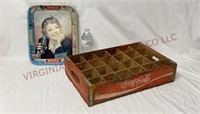 Vintage Coca-Cola Coke Tray & Wood Bottle Crate