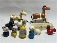 VINTAGE FISHER PRICE AND WOODEN FARM THEMED TOYS