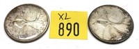 x2- Canadian silver quarters -x2 quarters -SOLD