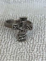 STERLING SILVER GOTHIC CELTIC CROSS RING SZ 11