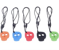 SKULL SHAPE CHEW NECKLACES SET OF 5 SILICONE