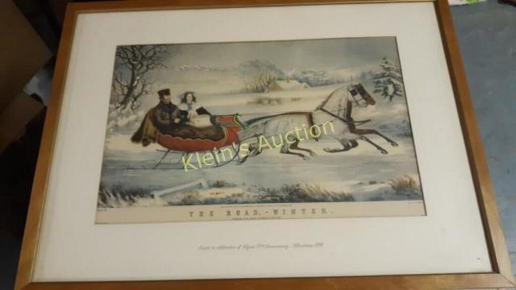 Litho Currier & Ives Knirsch, The Road, Winter