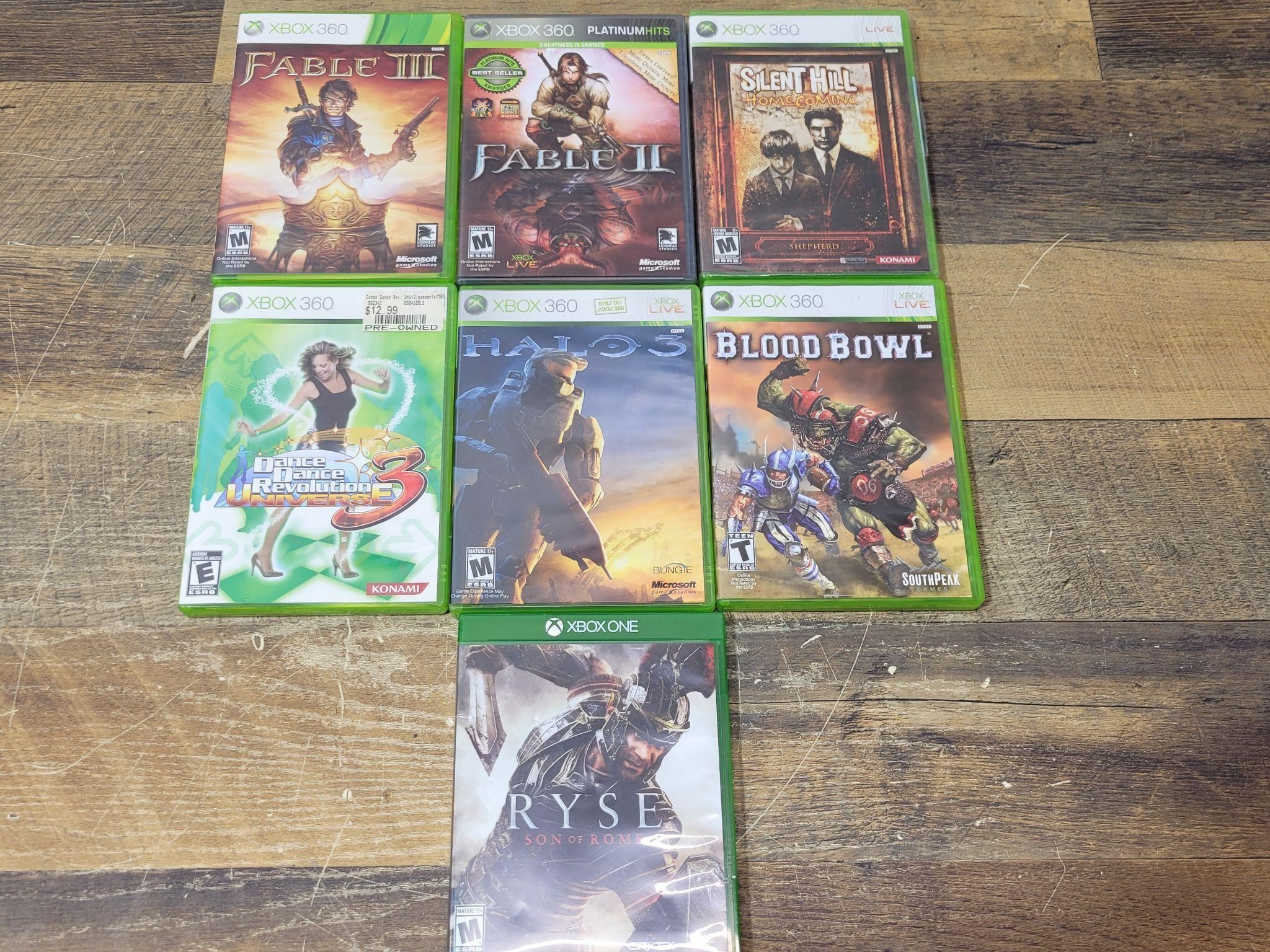 (6)  Xbox 360 Games and (1) Xbox One Game