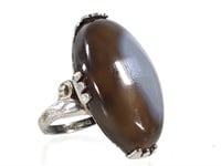 Sz 4.25 Sterling Agate Ring 5.2g TW