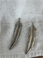 PAIR STERLING SILVER ARTIST SIGNED FEATHERED