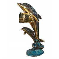 Two Dolphins Mailbox in Special Patina