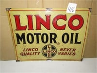 LINCO MOTOR OIL EMBOSSED SIGN 13.5X18
