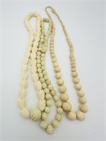 3 vintage ivory necklace