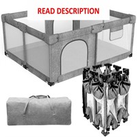 $160  Foldable Baby Playpen 59x71 with Gate  Gray