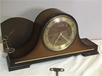 Mid Century Linden Black Forest Mantel Clock W/Key