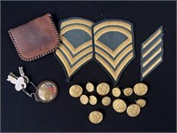 Vintage Military Buttons Patches Keychain Coin
