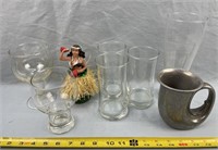 Glassware, Pewter Mug, and Hula Dancer