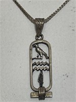 STERLING SILVER EGYPTIAN STYLE NECKLACE 20in L
