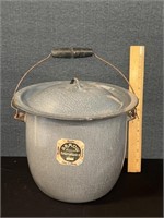 Primitive Enamelware Chamber Pot Original Handle