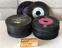 Large Variety of 45 records and 45 Adapter