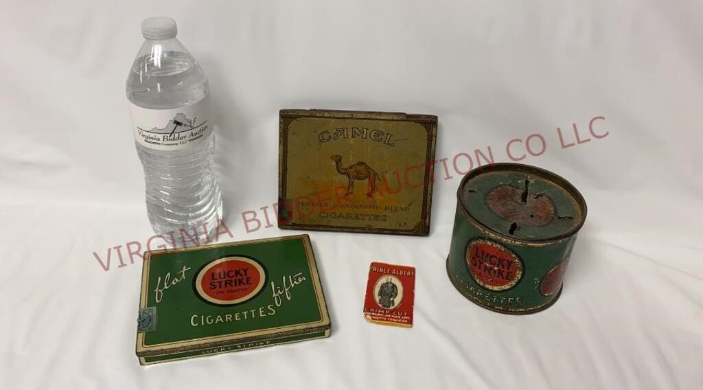 Vintage Lucky Strike & Camel Cigarette Tins