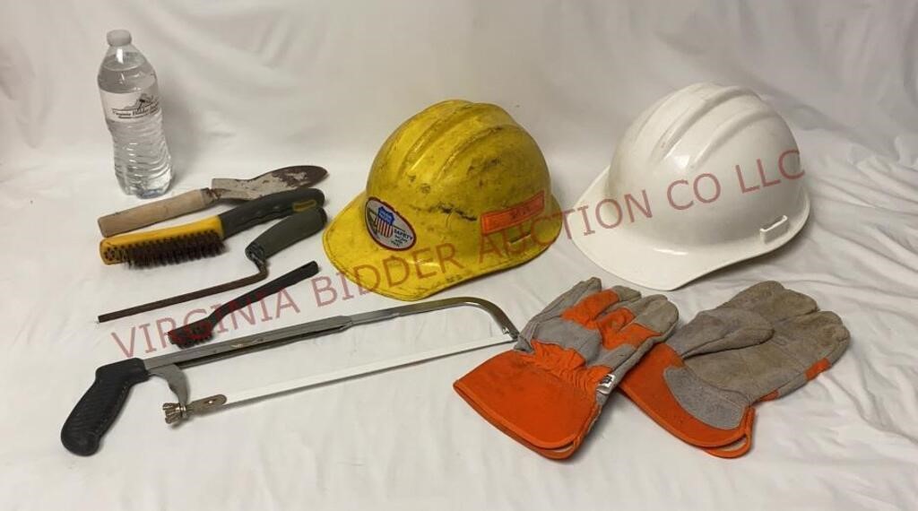 Hard Hats, Assorted Tools & Gloves