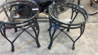 Pair glass top tables