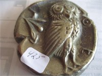 425-REPLICA OWL SILVER COIN ATHENS 566 B.C.