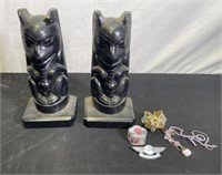 Alaskan Totem Bookends With Fashion Jewelry