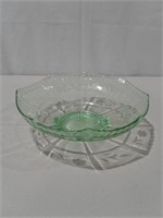 11" Green Depression Glass Bowl