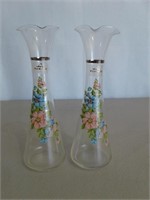 Pair 8" Vtg. Viking Glass Vases