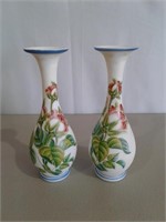 Pair Vtg. 9" Painted Vases
