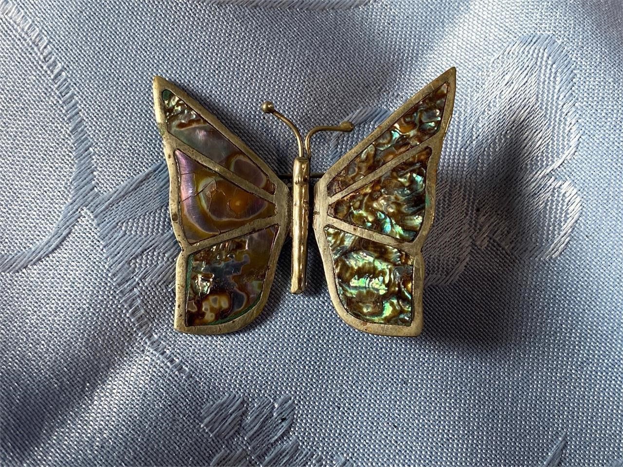 Mexican Sterling Abalone Butterfly Pin