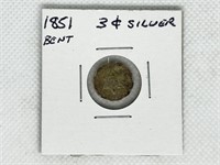185 Silver 3 Cent Coin Bent